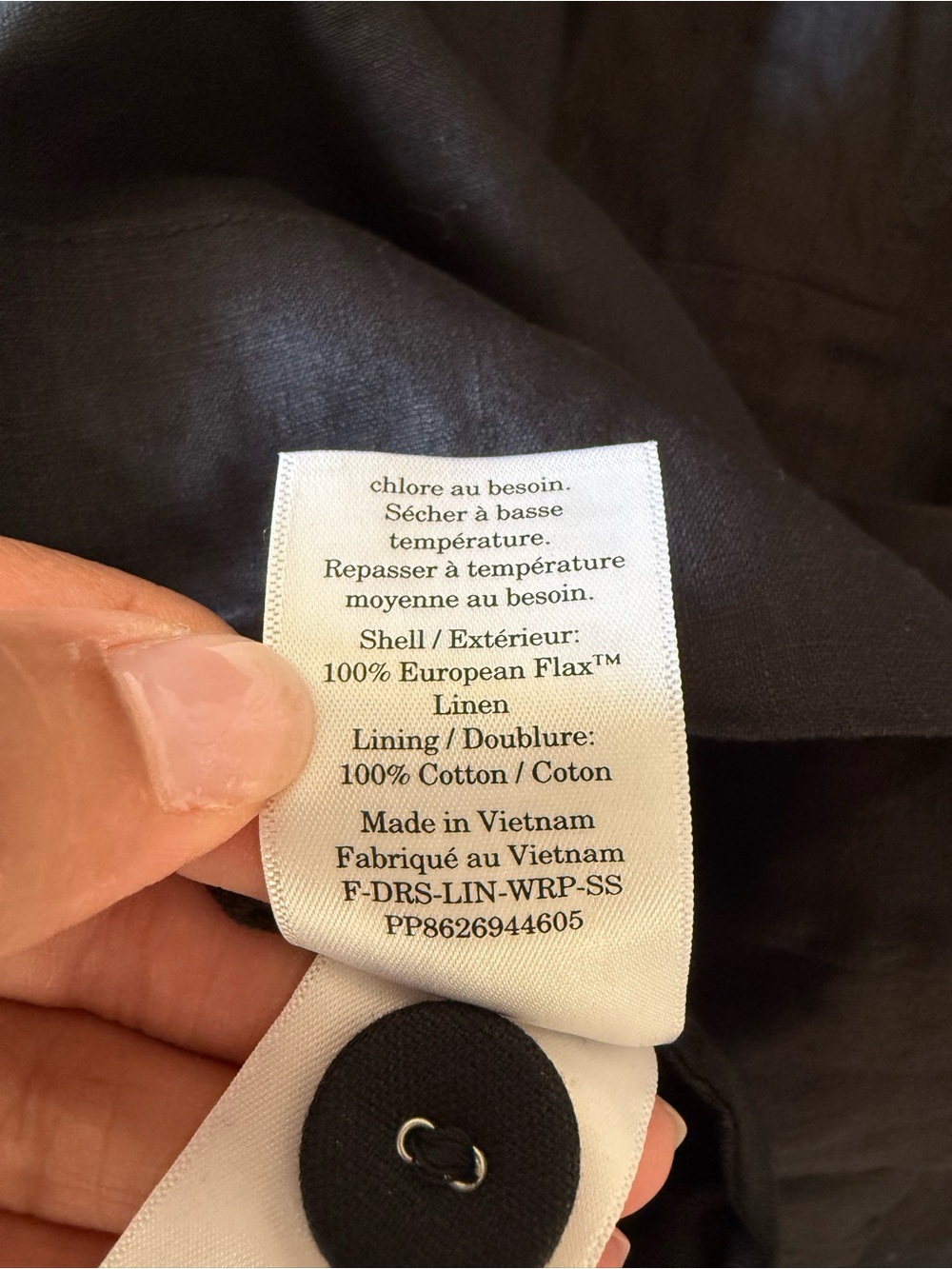 Everlane Linen Black Wrap Midi Dress with Self Tie-xs - Picture 6 of 10